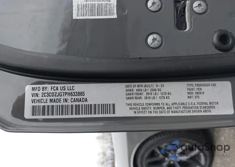 2023 Dodge Challenger Gt z USA, uszkodzony, nr VIN 2C3CDZJG7PH633865